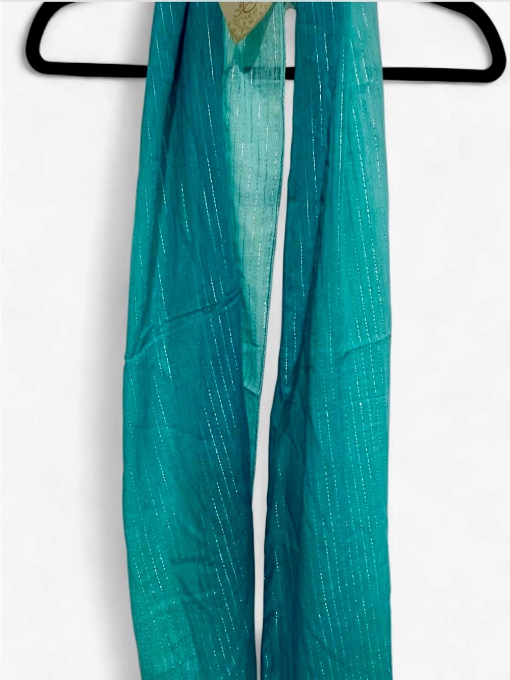 Aqua Blue Metallic Stripe Sheer Scarf/ Wrap /Shawl NWT